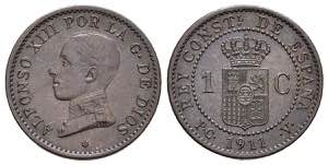 ALFONSO XIII (1885-1931). 1 cent. (Ae. 0.97g ... 