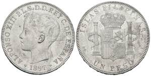 ALFONSO XIII (1885-1931). 1 Peso. (Ar. ... 