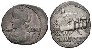 LICINIA. Denarius. (Ar. 4.07g / 20mm). 84 BC ... 