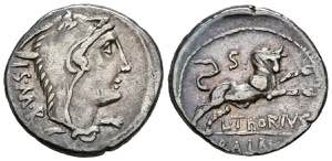 GENS THORIA. Denarius. (Ar. 3.89g / 20mm). ... 