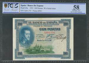 100 pesetas. July 1, 1928. Without ... 
