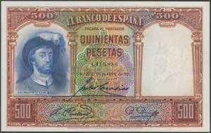 500 pesetas. April 25, 1931. Without series. ... 