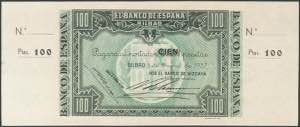 100 pesetas. January 1, 1937. Bilbao branch, ... 