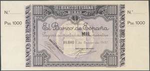 1000 Pesetas. January 1, 1937. Ticket not ... 