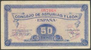 50 Céntimos. 1937. Asturias y León. Sin ... 