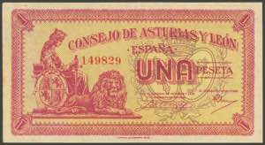 1 peseta. 1937. Asturias and León. (Edifil ... 