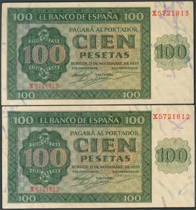 100 pesetas. November 21, 1936. Correlative ... 