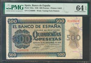 500 pesetas. November 21, 1936. Series C, ... 