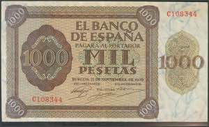 1000 Pesetas. November 21, 1936. Series C, ... 