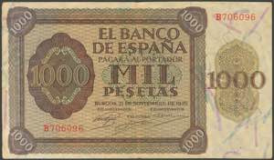 1000 Pesetas. November 21, 1936. Series B. ... 