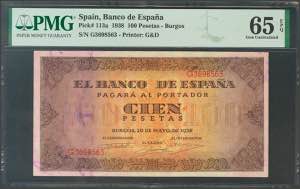 100 pesetas. May 20, 1938. Series G. (Edifil ... 