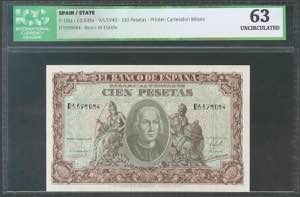 100 pesetas. January 9, 1940. ... 