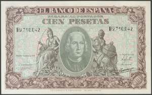 100 pesetas. January 9, 1940. Series H. ... 