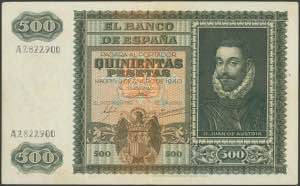 500 pesetas. January 9, 1940. Series A. ... 