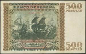 500 pesetas. January 9, 1940. ... 