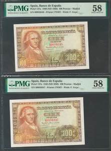 100 pesetas. May 2, 1948. Correlative pair. ... 