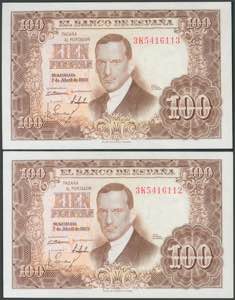 100 pesetas. April 7, 1953. Correlative ... 