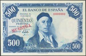 500 pesetas. July 22, 1954. SAMPLE and ... 