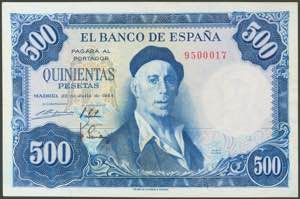 500 pesetas. July 22, 1954. Without series. ... 