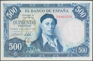 500 pesetas. July 22, 1954. Series T. ... 