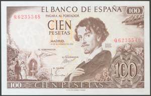 100 pesetas. November 19, 1965. Series Q. ... 