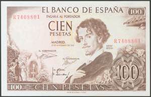 100 pesetas. November 19, 1965. Series R. ... 