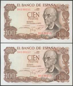 100 pesetas. November 17, 1970. Correlative ... 