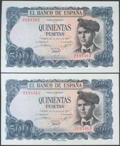 500 pesetas. July 23, 1971. Correlative ... 