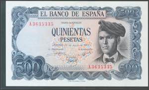 500 pesetas. July 23, 1971. Series A. ... 