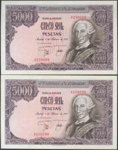5000 pesetas. February 6, 1976. Correlative ... 