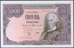 5000 pesetas. February 6, 1976. Correlative ... 
