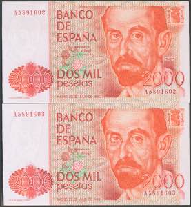 2000 pesetas. July 22, 1980. Correlative ... 