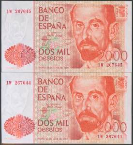 2000 pesetas. July 22, 1980. Correlative ... 