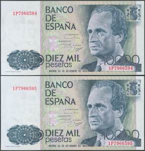 10000 Pesetas. 24 de Octubre de 1985. Pareja ... 