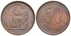 II REPUBLIC (1931-1939). 50 Cents. (Ae. ... 