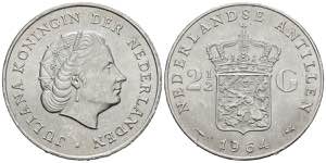 NETHERLANDS ANTILLES. 2 1/2 Gulden (Ar. ... 