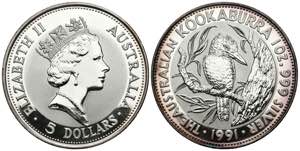 AUSTRALIA. 5 Dollars (Ar. 31.32g / 40mm). ... 