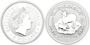 AUSTRALIA. 2 USD (Ar. 62.66g / 49mm). 2003. ... 