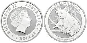 AUSTRALIA. 1 USD (Ar. 31.30g / 40mm). 2018. ... 