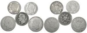 UNITED STATES OF VENEZUELA. Set of 5 silver ... 
