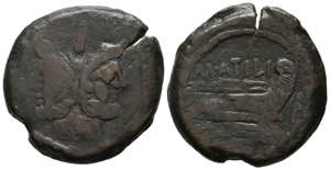 GENS ATILIA. As. (Ae. 21.76g / 31mm). 148 BC ... 