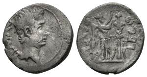 AUGUSTUS. Quinary. (Ar. 1.77g / 15mm). 25-23 ... 