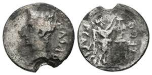 AUGUSTUS. Quinary. (Ar. 1.41g / 14mm). 25-23 ... 