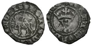 JUAN I (1379-1390). 1/2 Blanca del Agnus Dei ... 