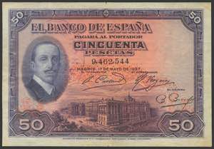 50 Pesetas. May 17, 1927. REPUBLIC / SPANISH ... 