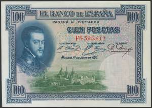 100 pesetas. July 1, 1925. Series F. (Edifil ... 