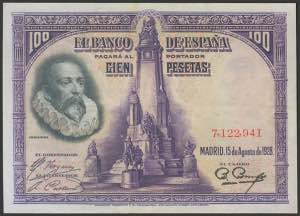 100 pesetas. August 15, 1928. Without ... 