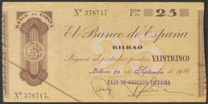 25 Pesetas. September 1, 1936. Bilbao ... 
