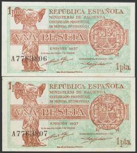 1 peseta. 1937. Correlative ... 