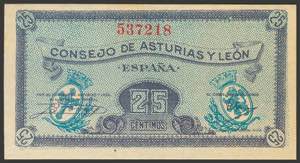 25 Céntimos. 1937. Asturias y León. Sin ... 